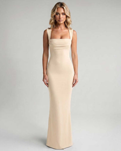 Robe Maxi Moulante | Robe Col Carré Longue | Menvelo