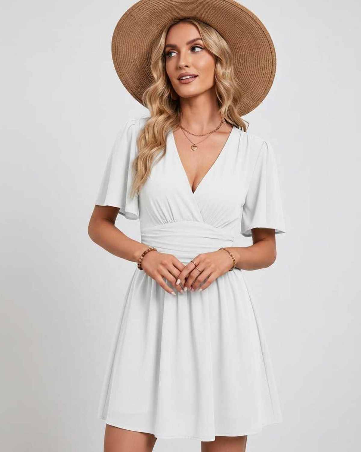 Robe Mini Mousseline | Robe Col En V | Menvelo
