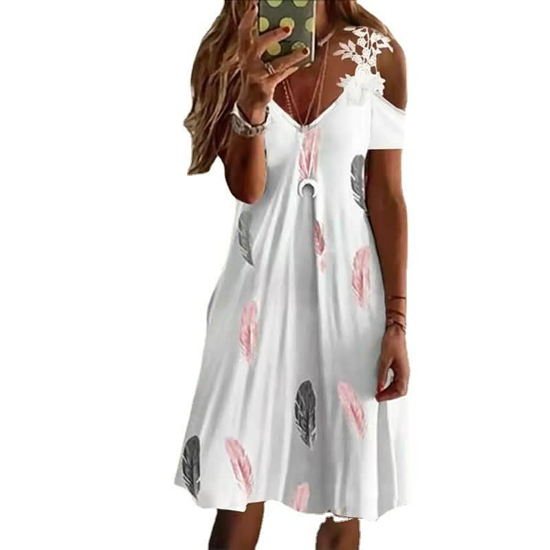 Robe Mini Femme en tissu léger, col V, coupe fluide – Menvelo