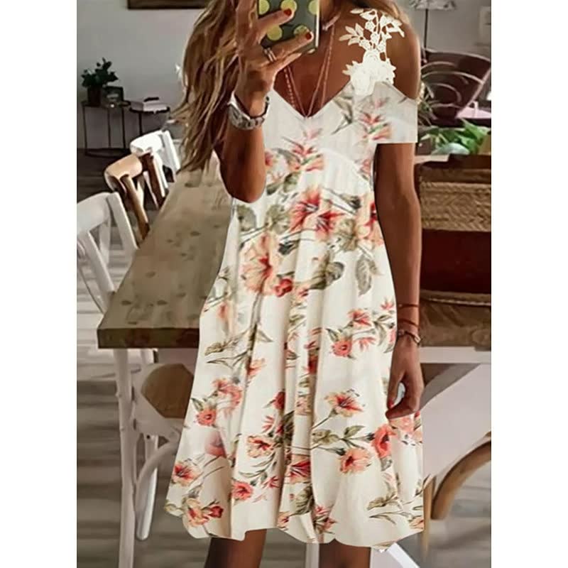 Robe Mini Femme en tissu léger, col V, coupe fluide – Menvelo