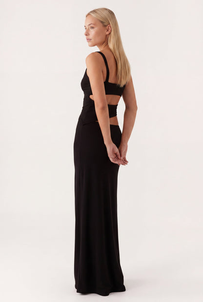 Robe Maxi Femme à Découpes – Dos Nu Bretelles Ajustables à Nouer