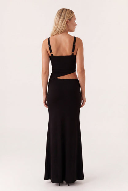 Robe Maxi Femme à Découpes – Dos Nu Bretelles Ajustables à Nouer