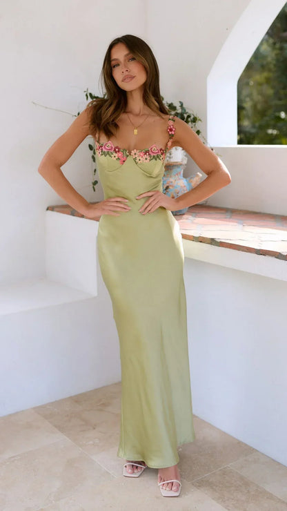 Robe Longue Femme Fleurie – Bretelles Fines et Coupe Fluide