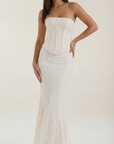 Robe Longue Femme Corset Dentelle Sirène – Silhouette de Soirée Sculptée