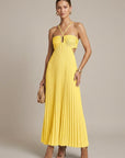 Robe Maxi Femme à Col Halter Plissée – Dos Noué Découpé