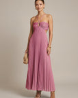 Robe Maxi Femme à Col Halter Plissée – Dos Noué Découpé
