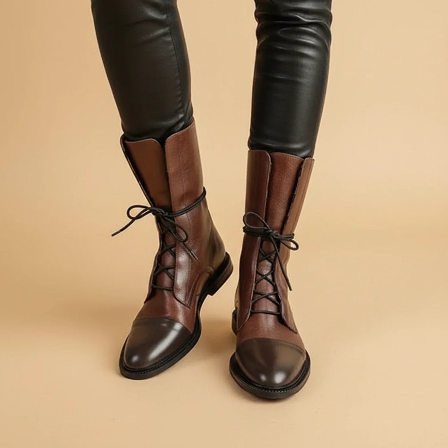 Bottines Femme Inès à Lacets en Cuir
