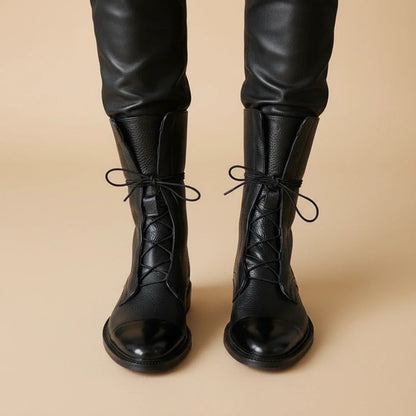 Bottines Femme Inès à Lacets en Cuir