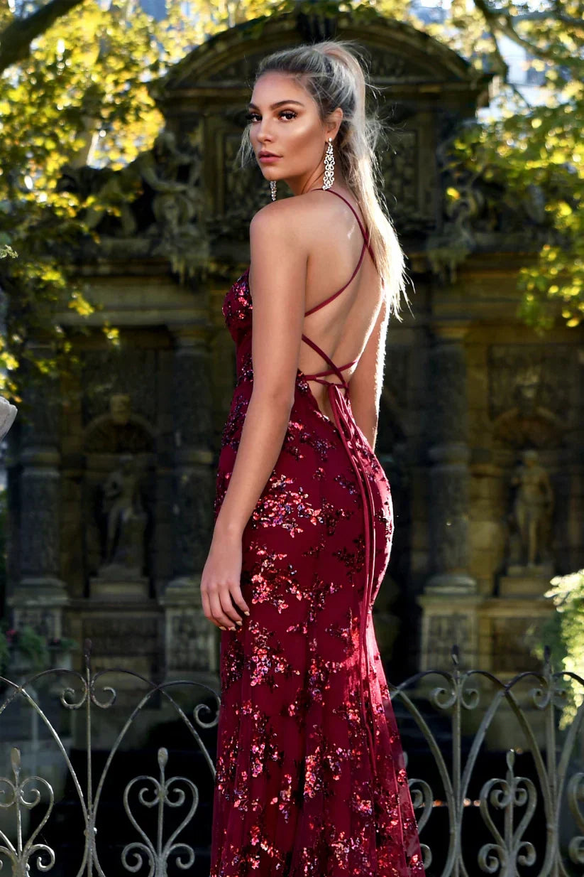 Robe Maxi Femme à Sequins – Élégance Dos Nu Sculptante