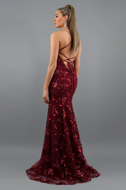 Robe Maxi Femme à Sequins – Élégance Dos Nu Sculptante