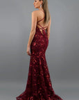 Robe Maxi Femme à Sequins – Élégance Dos Nu Sculptante