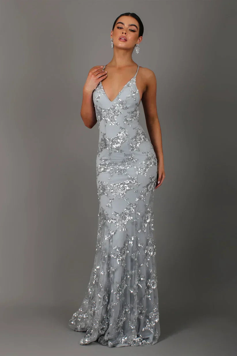 Robe Maxi Femme à Sequins – Élégance Dos Nu Sculptante