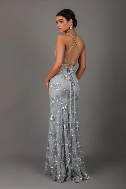 Robe Maxi Femme à Sequins – Élégance Dos Nu Sculptante