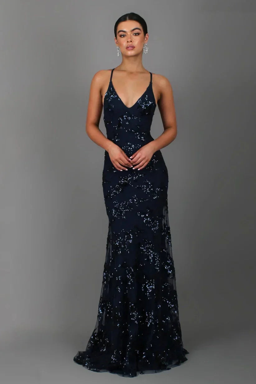 Robe Maxi Femme à Sequins – Élégance Dos Nu Sculptante