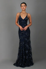 Robe Maxi Femme à Sequins – Élégance Dos Nu Sculptante