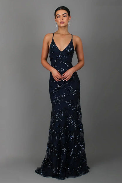 Robe Maxi Femme à Sequins – Élégance Dos Nu Sculptante