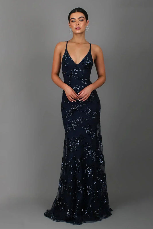 Robe Maxi Femme à Sequins – Élégance Dos Nu Sculptante