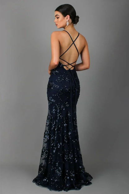 Robe Maxi Femme à Sequins – Élégance Dos Nu Sculptante
