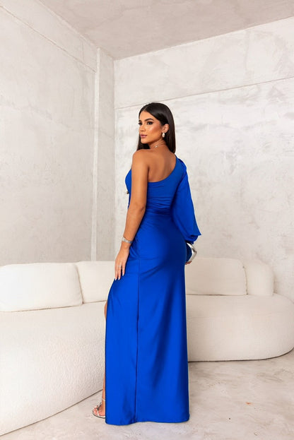 Robe Maxi Une Épaule Femme – Fente Latérale Sculptante
