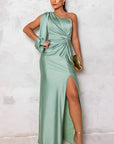 Robe Maxi Une Épaule Femme – Fente Latérale Sculptante
