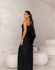 Robe Maxi Une Épaule Femme – Fente Latérale Sculptante
